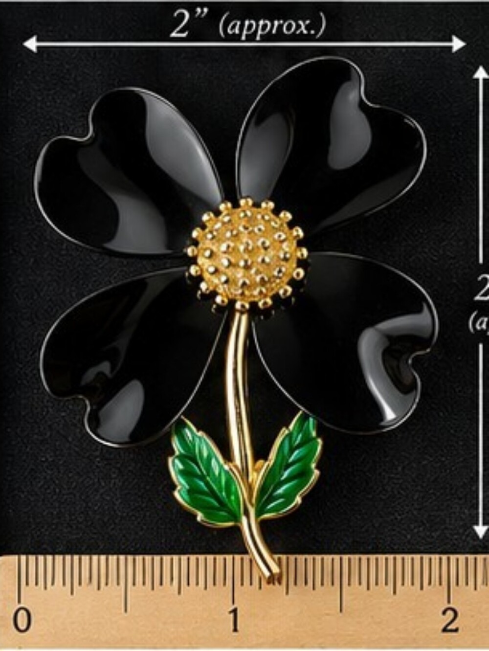 Vintage Sarah Coventry Dogwood Black Enamel Flower Brooch 1960s - Picture 3 of 11